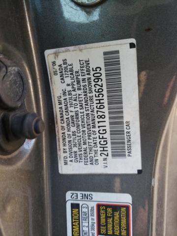 2HGFG11876H562905 - 2006 HONDA CIVIC EX SILVER photo 12