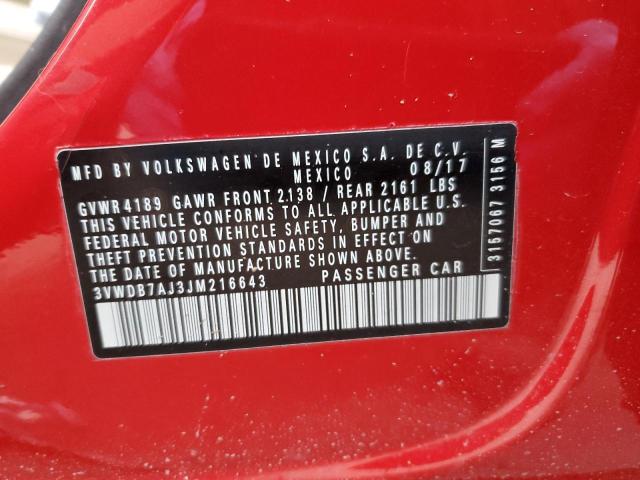 3VWDB7AJ3JM216643 - 2018 VOLKSWAGEN JETTA SE RED photo 12