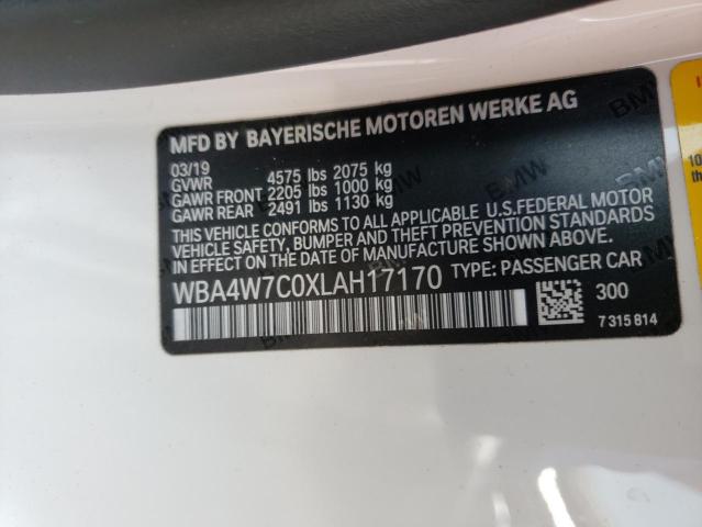 WBA4W7C0XLAH17170 - 2020 BMW 440I WHITE photo 12