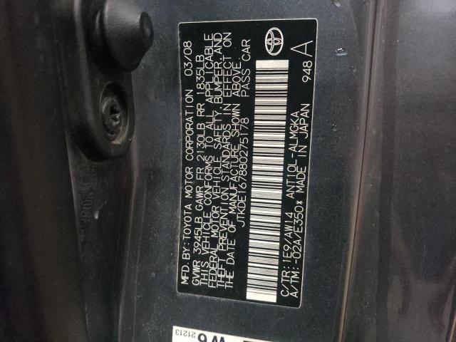 JTKDE167880275178 - 2008 TOYOTA SCION TC CHARCOAL photo 12