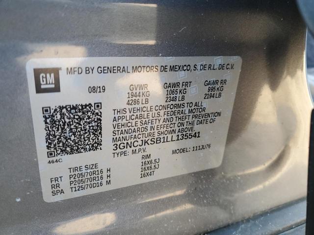 3GNCJKSB1LL135541 - 2020 CHEVROLET TRAX LS SILVER photo 13