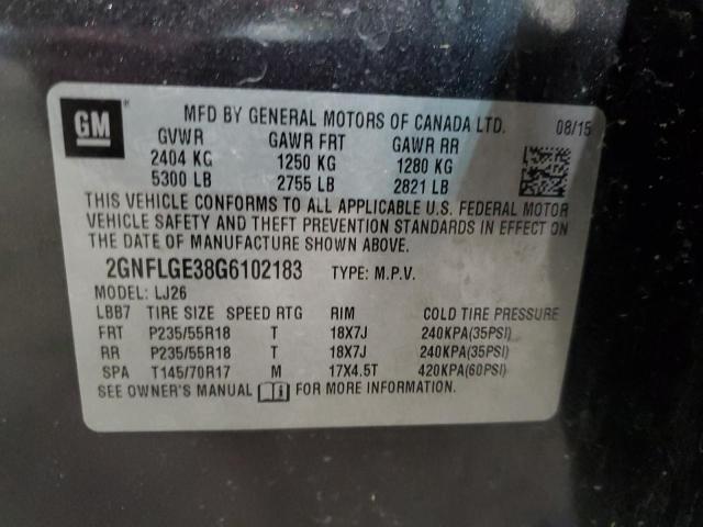 2GNFLGE38G6102183 - 2016 CHEVROLET EQUINOX LTZ CHARCOAL photo 12