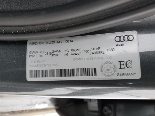 WAUJFCFC3FN002551 - 2015 AUDI A6 PREMIUM GRAY photo 12