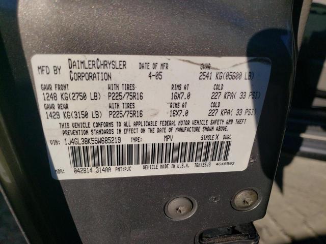 1J4GL38K55W685219 - 2005 JEEP LIBERTY RENEGADE 灰色 照片 13