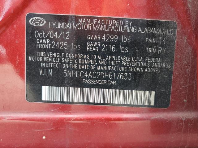 5NPEC4AC2DH617633 - 2013 HYUNDAI SONATA SE RED photo 12