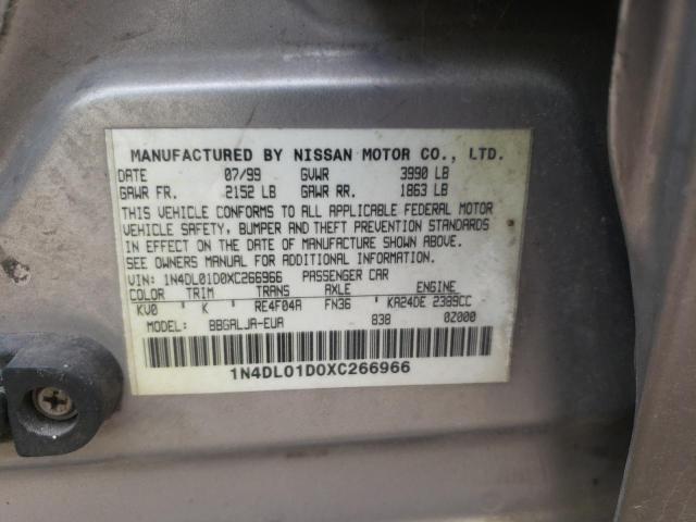 1N4DL01D0XC266966 - 1999 NISSAN ALTIMA XE TAN photo 12