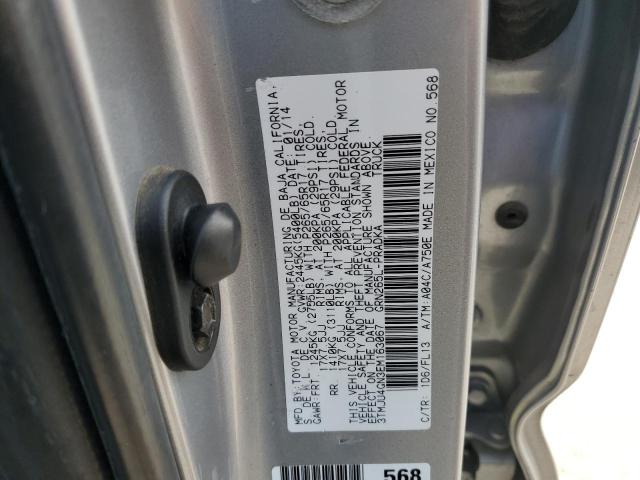 3TMJU4GN3EM163067 - 2014 TOYOTA TACOMA DOUBLE CAB PRERUNNER SILVER photo 12