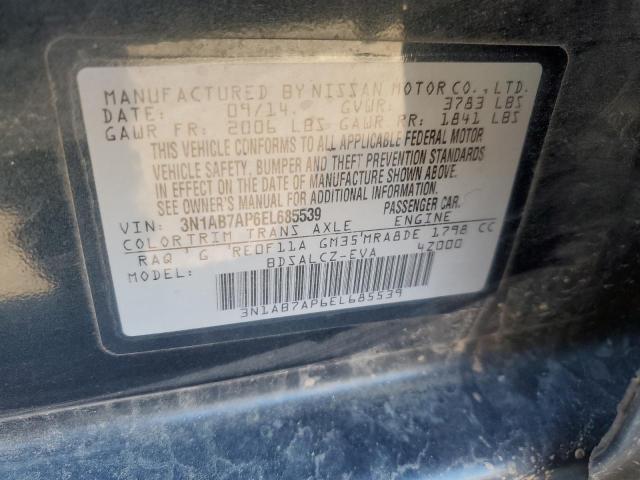 3N1AB7AP6EL685539 - 2014 NISSAN SENTRA S BLUE photo 12