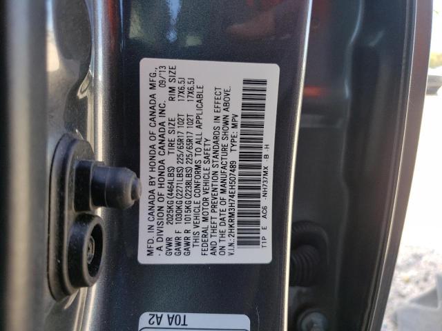 2HKRM3H74EH507489 - 2014 HONDA CR-V EXL GRAY photo 14