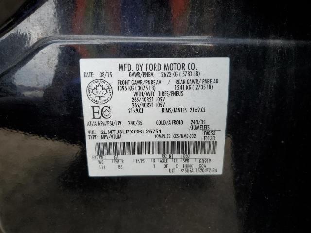 2LMTJ8LPXGBL25751 - 2016 LINCOLN MKX RESERVE 黑色 照片 12