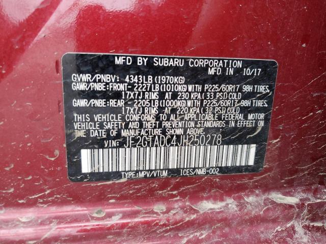 JF2GTADC4JH250278 - 2018 SUBARU CROSSTREK PREMIUM 栗色 照片 13