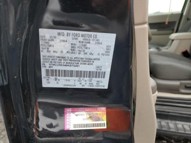 1FMCU59349KB79281 - 2009 FORD ESCAPE HYBRID BLACK photo 12