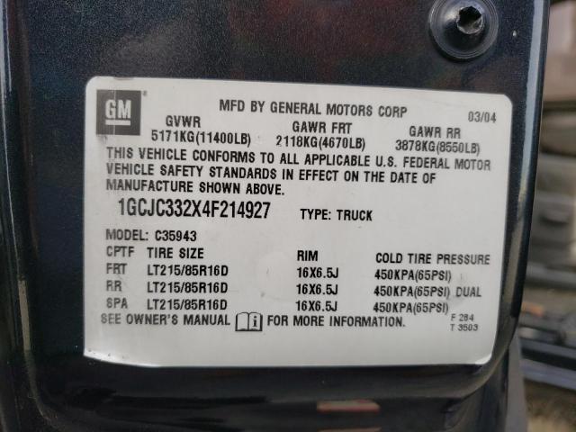 1GCJC332X4F214927 - 2004 CHEVROLET SILVERADO C3500 GRAY photo 13