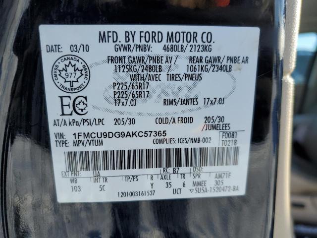 1FMCU9DG9AKC57365 - 2010 FORD ESCAPE XLT BLACK photo 13