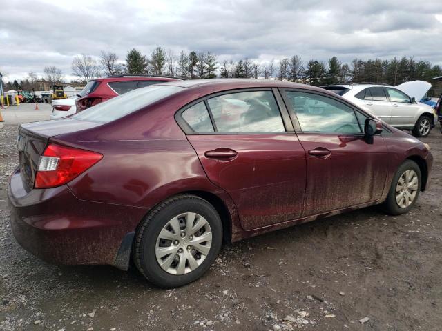 19XFB2F54CE031444 - 2012 HONDA CIVIC LX MAROON photo 3