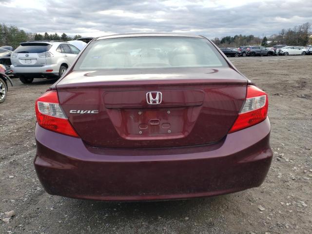 19XFB2F54CE031444 - 2012 HONDA CIVIC LX MAROON photo 6