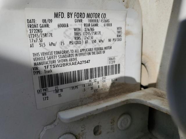 1FTSW2BRXAEA27547 - 2010 FORD F250 SUPER DUTY WHITE photo 12