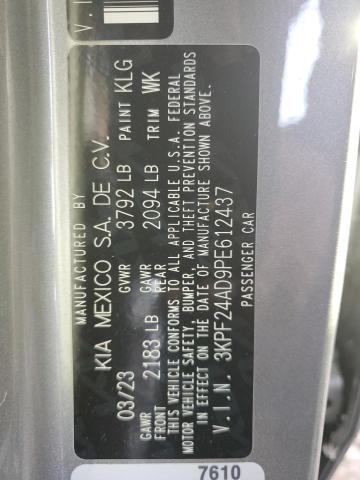 3KPF24AD9PE612437 - 2023 KIA FORTE LX SILVER photo 12