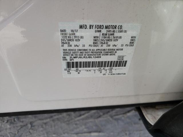 2LMPJ6LR2JBL12409 - 2018 LINCOLN MKX RESERVE أبيض صورة 12