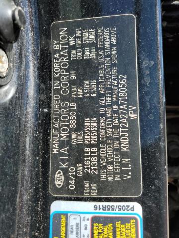 KNDJT2A27A7180562 - 2010 KIA SOUL + BLACK photo 14