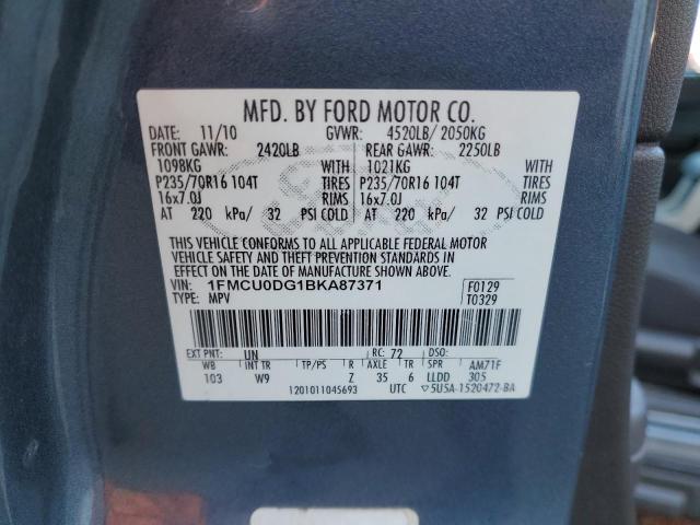 1FMCU0DG1BKA87371 - 2011 FORD ESCAPE XLT BLUE photo 13