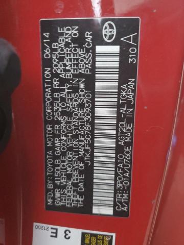 JTKJF5C78F3093701 - 2015 TOYOTA SCION TC წითელი ფოტო 12