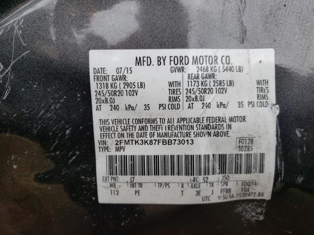 2FMTK3K87FBB73013 - 2015 FORD EDGE TITANIUM GRAY photo 14