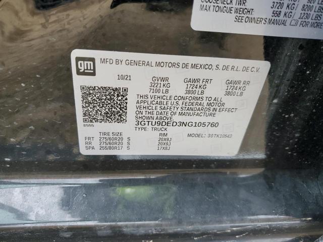 3GTU9DED3NG105760 - 2022 GMC SIERRA LIM K1500 SLT BLACK photo 12