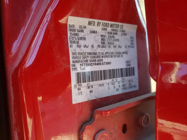 1FTSW21R49EA73081 - 2009 FORD F250 SUPER DUTY RED photo 12