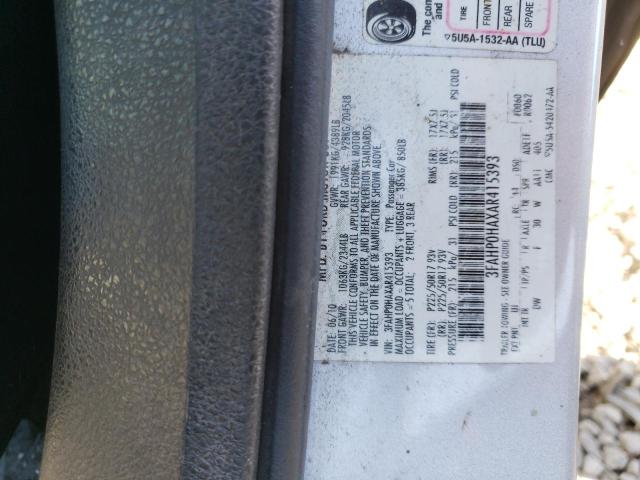 3FAHP0HAXAR415393 - 2010 FORD FUSION SE SILVER photo 12