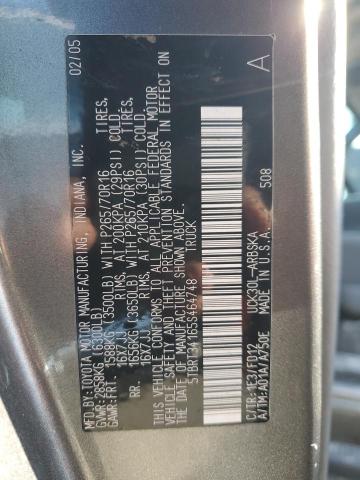 5TBRT34165S464748 - 2005 TOYOTA TUNDRA ACCESS CAB SR5 GRAY photo 12