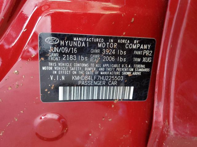 KMHD84LF7HU225503 - 2017 HYUNDAI ELANTRA SE RED photo 12