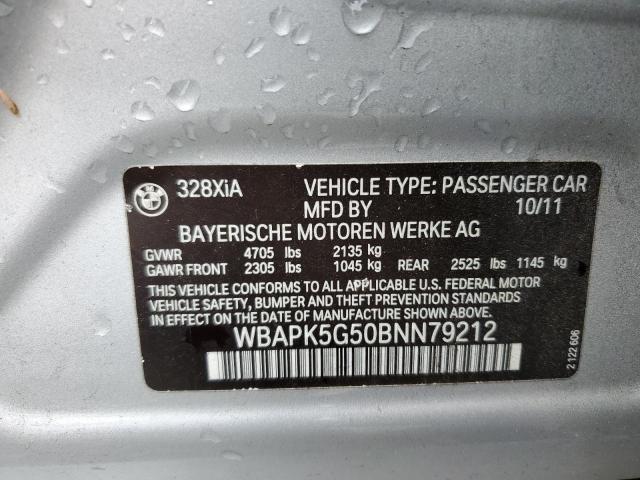 WBAPK5G50BNN79212 - 2011 BMW 328 XI SULEV SILVER photo 12