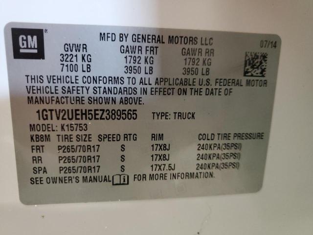 1GTV2UEH5EZ389565 - 2014 GMC SIERRA K1500 SLE WHITE photo 12