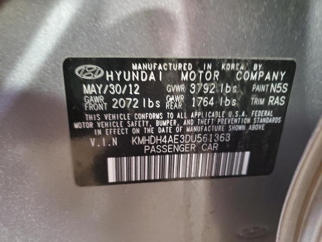 KMHDH4AE3DU561363 - 2013 HYUNDAI ELANTRA GLS SILVER photo 12