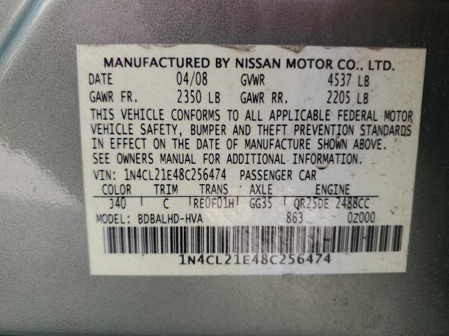 1N4CL21E48C256474 - 2008 NISSAN ALTIMA HYBRID GREEN photo 12