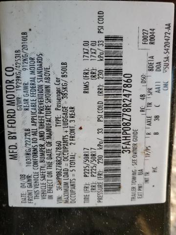 3FAHP08Z78R247860 - 2008 FORD FUSION SEL BLACK photo 13