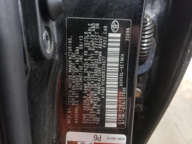 4T4BF1FK9DR334677 - 2013 TOYOTA CAMRY L BLACK photo 12