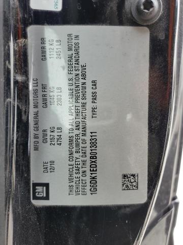 1G6DK1EDXB0138311 - 2011 CADILLAC CTS PERFORMANCE COLLECTION Черный фото 12