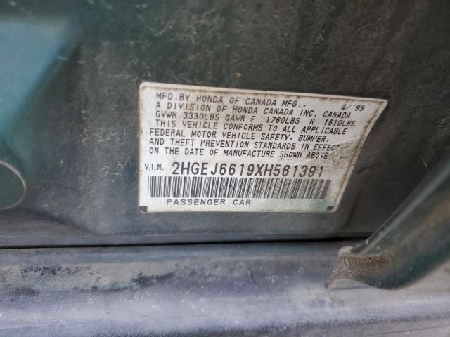 2HGEJ6619XH561391 - 1999 HONDA CIVIC BASE GREEN photo 13