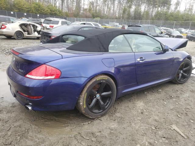 WBAEB5C56AC225850 - 2010 BMW 650 I BLUE photo 3