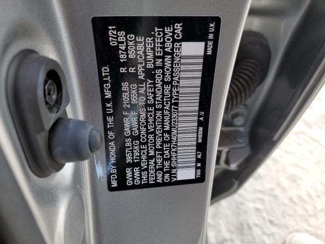 SHHFK7H40MU233077 - 2021 HONDA CIVIC SPORT 银色 照片 13