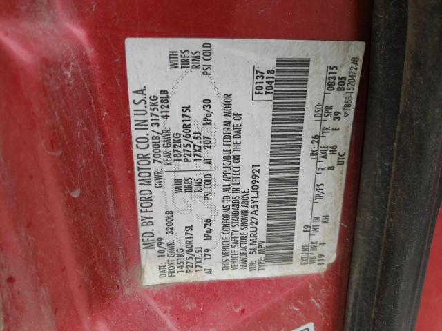 5LMRU27A5YLJ09921 - 2000 LINCOLN NAVIGATOR 勃艮第红 照片 13