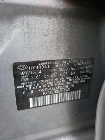 KMHDH4AE6FU226178 - 2015 HYUNDAI ELANTRA SE SILVER photo 12