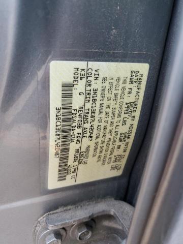 3N1BC13E87L420487 - 2007 NISSAN VERSA S SILVER photo 12