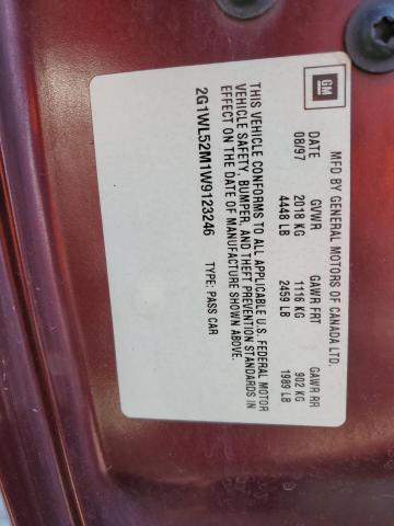 2G1WL52M1W9123246 - 1998 CHEVROLET LUMINA BASE BURGUNDY photo 12