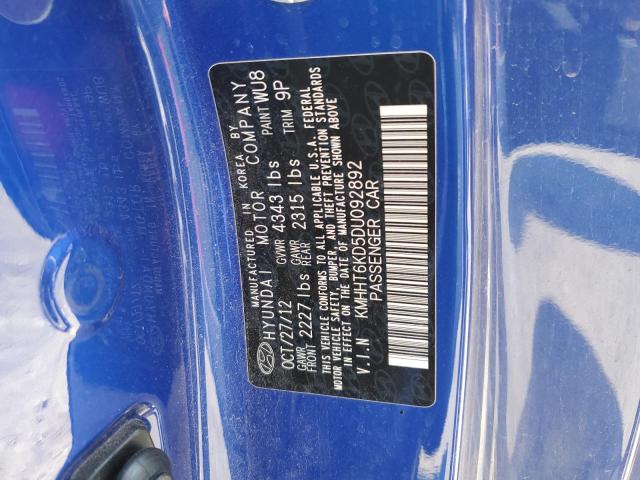 KMHHT6KD5DU092892 - 2013 HYUNDAI GENESIS CO 2.0T BLUE photo 12