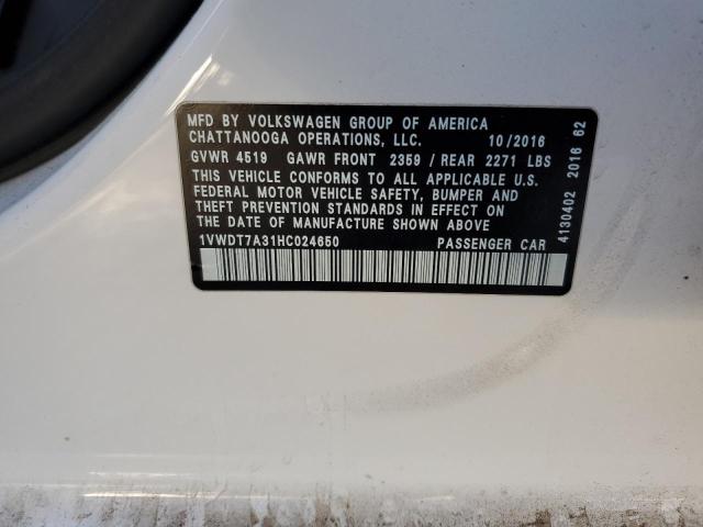 1VWDT7A31HC024650 - 2017 VOLKSWAGEN PASSAT R-LINE Ağ foto 13