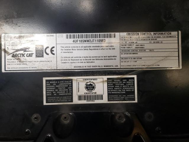 4UF18SNW2JT110983 - 2018 ARCTIC CAT ZR9000 TWO TONE photo 10