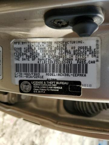 4T1BE32K23U155491 - 2003 TOYOTA CAMRY LE TAN photo 12